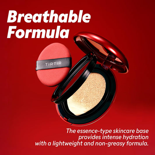 Mini Mask Fit Red Cushion Foundation – Full Coverage Korean Makeup, Lightweight & Buildable, Satin Glow Finish, Tattoo Cover, Shade #10C Shell (0.15 Fl Oz)