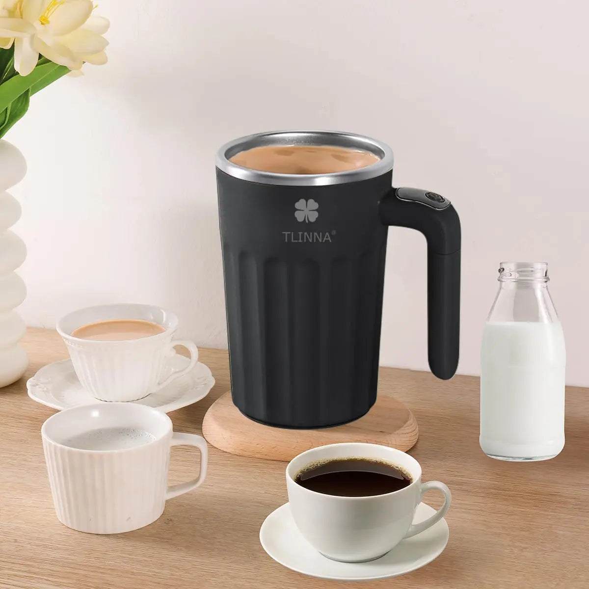 Electric Stirring Mug 16 Oz – Self-Stirring Coffee Mug for Coffee, Milk, Cocoa & More (Black)