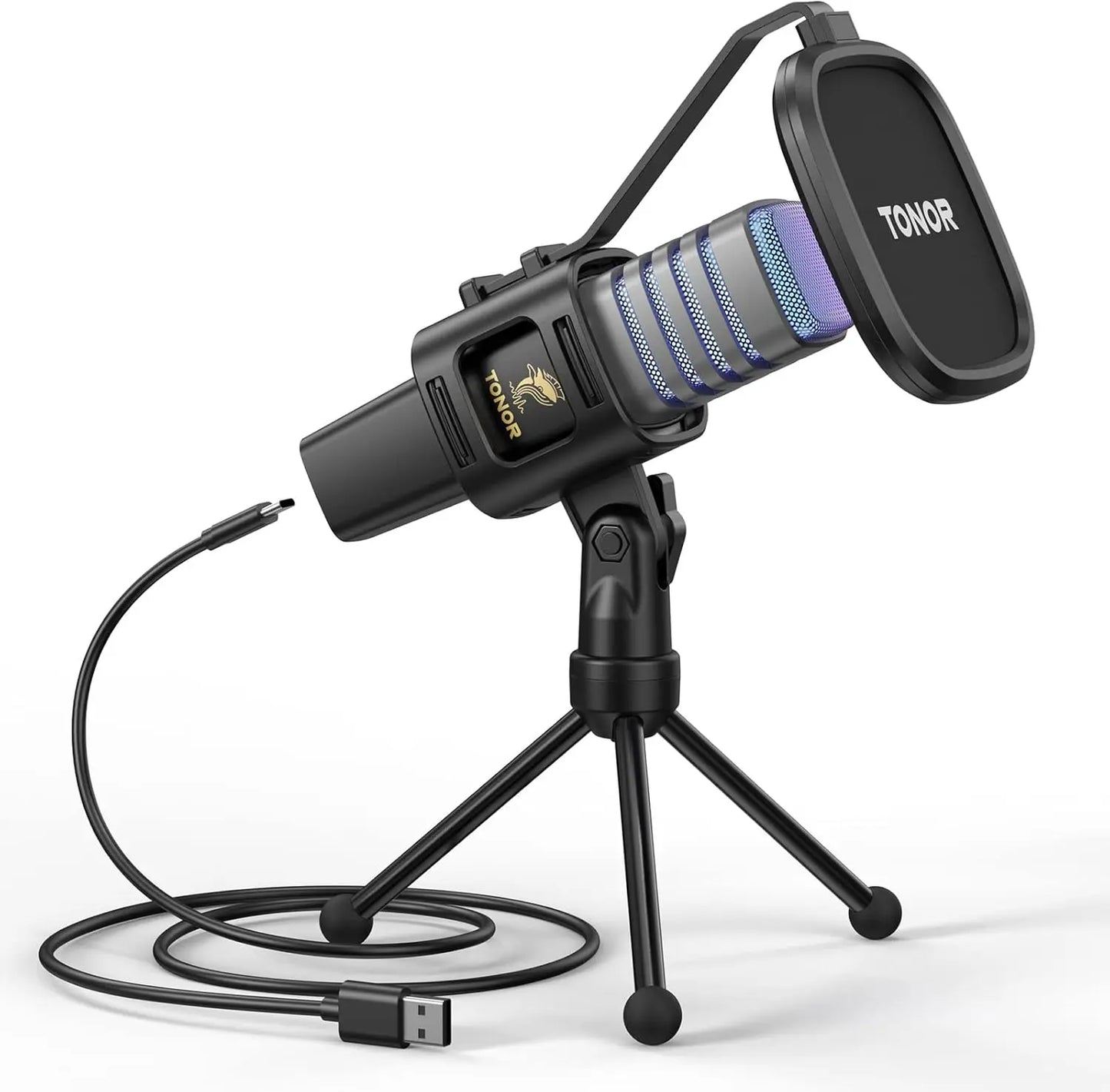 TC-777 USB Podcast Microphone | Cardioid Condenser Mic with Tripod Stand, Pop Filter & Shock Mount – Compatible with PC, Laptop, PS4/5