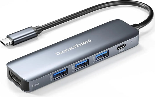 USB-C Hub 5-in-1 – 4K HDMI, 100W PD, 3 USB 3.0 Ports for MacBook Pro/Air, iPad Pro/Air/Mini 6 & More