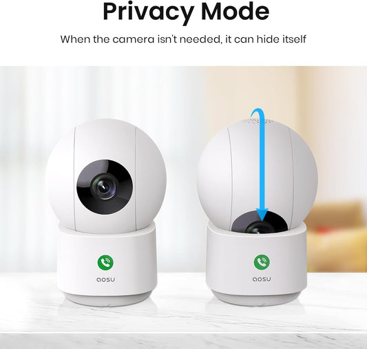 2K Indoor Security Camera – Baby & Pet Monitor, 360° Smart Motion, IR Night Vision, Alexa Compatible