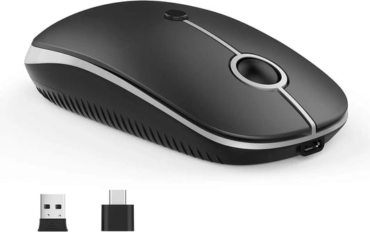 Type C Wireless Mouse | Dual Mode 2.4G Cordless Mouse with USB-C & Nano USB Receiver – Slim, Silent & Compatible with MacBook, Laptop & PC
