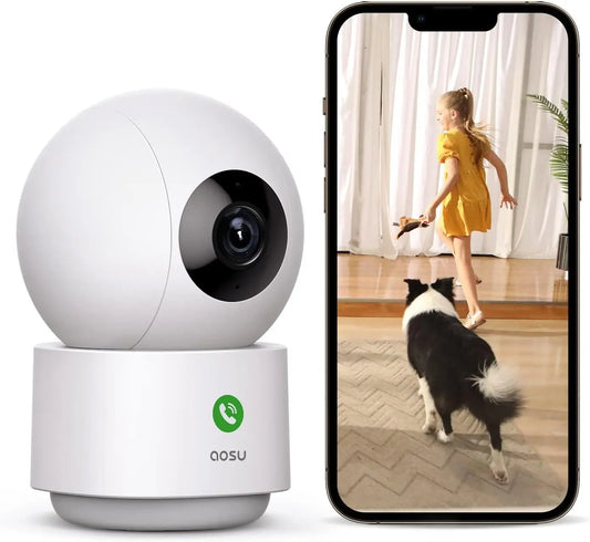 2K Indoor Security Camera – Baby & Pet Monitor, 360° Smart Motion, IR Night Vision, Alexa Compatible