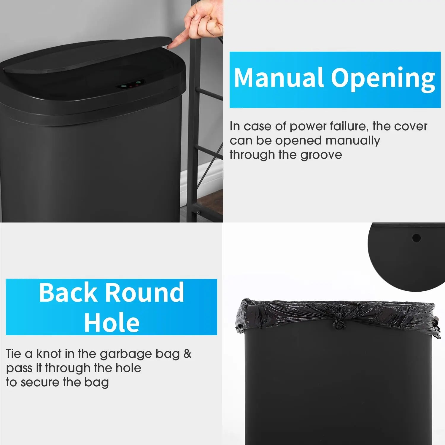 13 Gallon Automatic Kitchen Trash Can with Lid – Touch-Free 50L Motion Sensor Garbage Bin for Home, Bathroom, Bedroom, or Office – High-Capacity Stainless Steel Waste Bin