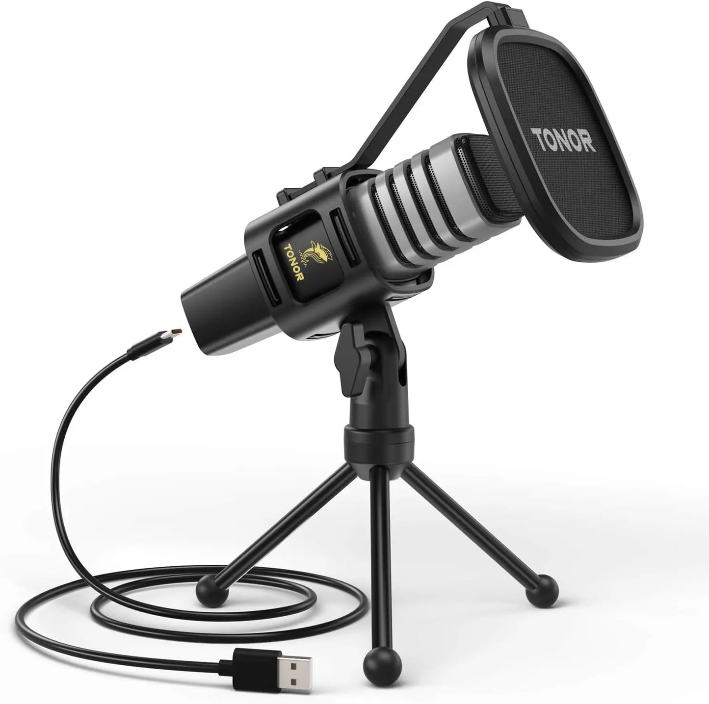 TC-777 USB Podcast Microphone | Cardioid Condenser Mic with Tripod Stand, Pop Filter & Shock Mount – Compatible with PC, Laptop, PS4/5