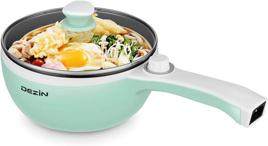 Upgraded Electric Hot Pot – 1.5L Mini Portable Cooker with Non-Stick Sauté Pan & Adjustable Power for Ramen, Soup, Steak, Eggs, Fried Rice, Oatmeal