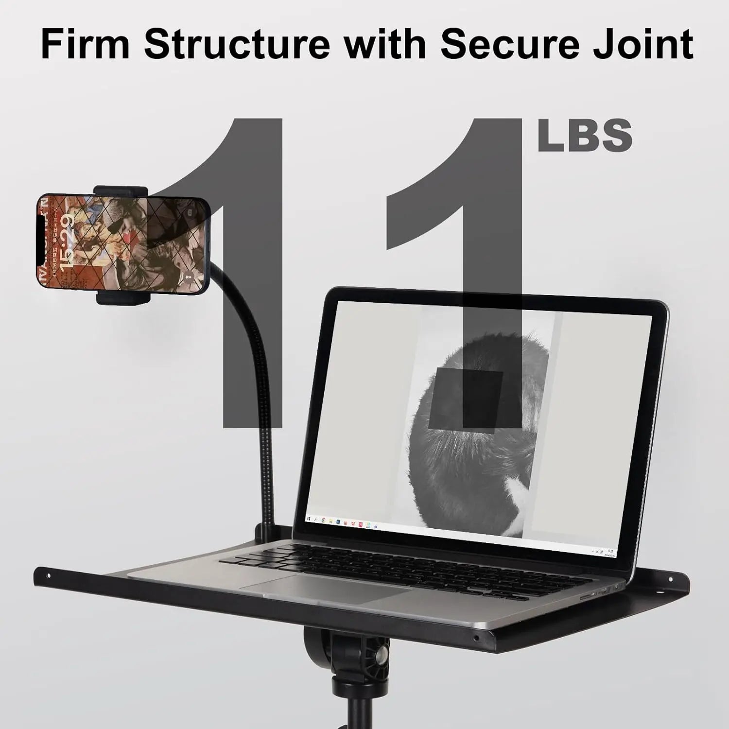Laptop Tripod Stand on Wheels with 2 Shelves – Adjustable Height 25.9" to 51.8", Portable Projector Floor Stand with Phone Holder for Home, Office, Presentations & Events