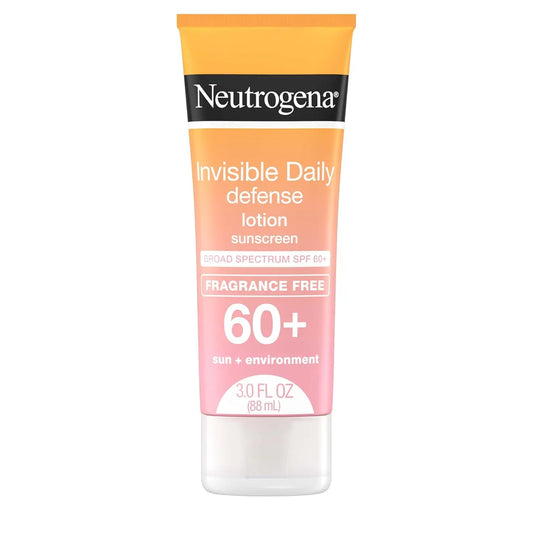 Invisible Daily Defense SPF 60+ Sunscreen Lotion – Fragrance-Free, Water-Resistant, 3 Oz