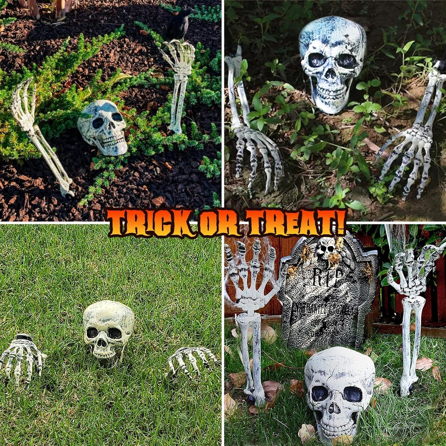 Lighted Skeleton & Skull Arm Stakes
