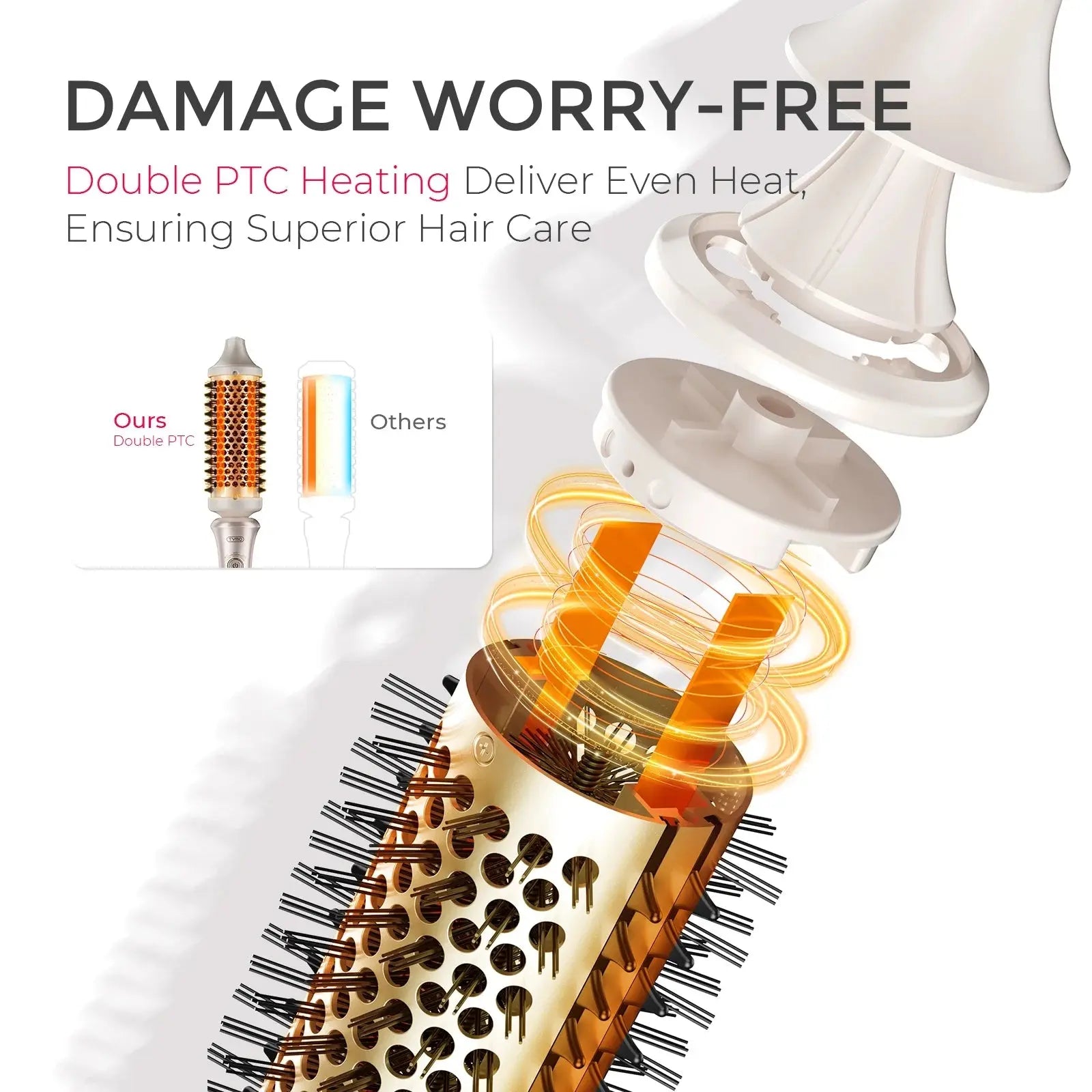 STYLUX 3-in-1 Thermal Hair Brush – Blowouts, Curling & Straightening, 1.7" Ceramic, Dual Voltage