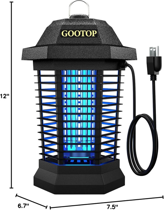 Bug Zapper Outdoor & Indoor – 4200V Electric Mosquito and Fly Killer with 3-Prong Plug, ABS Plastic Housing, Insect Trap for Home, Patio & Garden (Black)