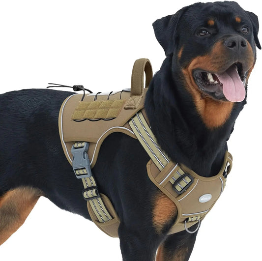 Tactical K9 Dog Harness – No-Pull, Reflective, Adjustable for Large Dogs (Army Yellow, L)