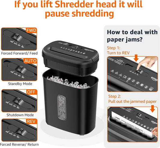 8‑Sheet Cross‑Cut Paper & Credit Card Shredder – Black, P‑4 Security