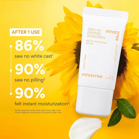 Daily UV Defense SPF 36 – Korean Face Sunscreen, Invisible, Hydrating, No White Cast