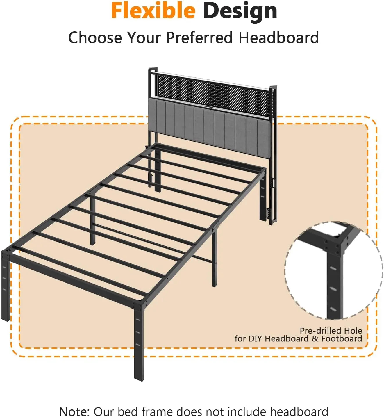 14 Inch Twin Metal Platform Bed Frame – Heavy Duty Steel Slat Support, Mattress Foundation Base, No Box Spring Needed, Easy Assembly, Black