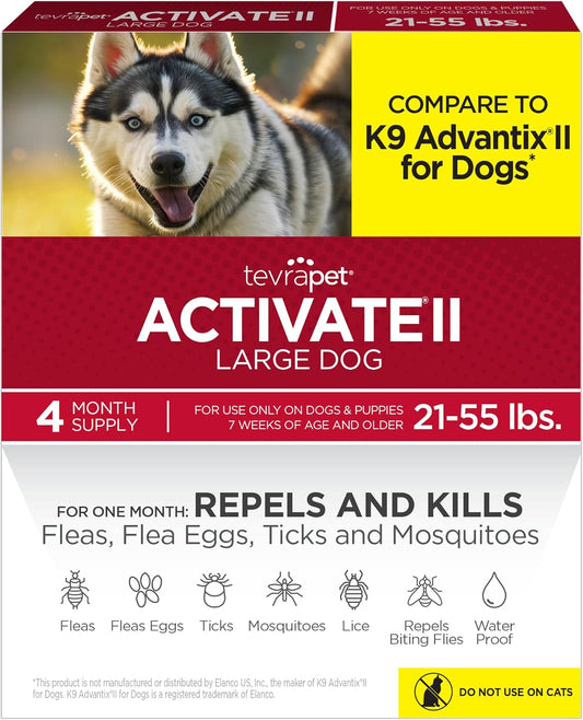 Activate II Flea & Tick Prevention for Large Dogs 21–55 lbs – 4-Dose Topical Treatment