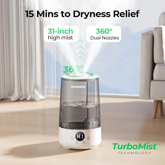 3.6L Quiet Cool Mist Humidifier & Oil Diffuser – Long-Lasting, BPA-Free, Top-Fill for Bedroom, Baby, Plants & Large Rooms