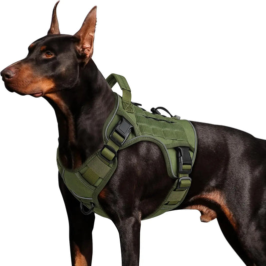Tactical K9 Dog Harness for Large Dogs – No‑Pull, Reflective, Adjustable (Green, L)