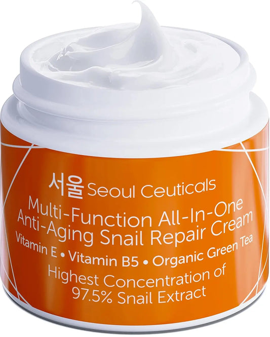 Snail Mucin Moisturizer 97.5% – K-Beauty Repair Cream, Day & Night, 2 Oz