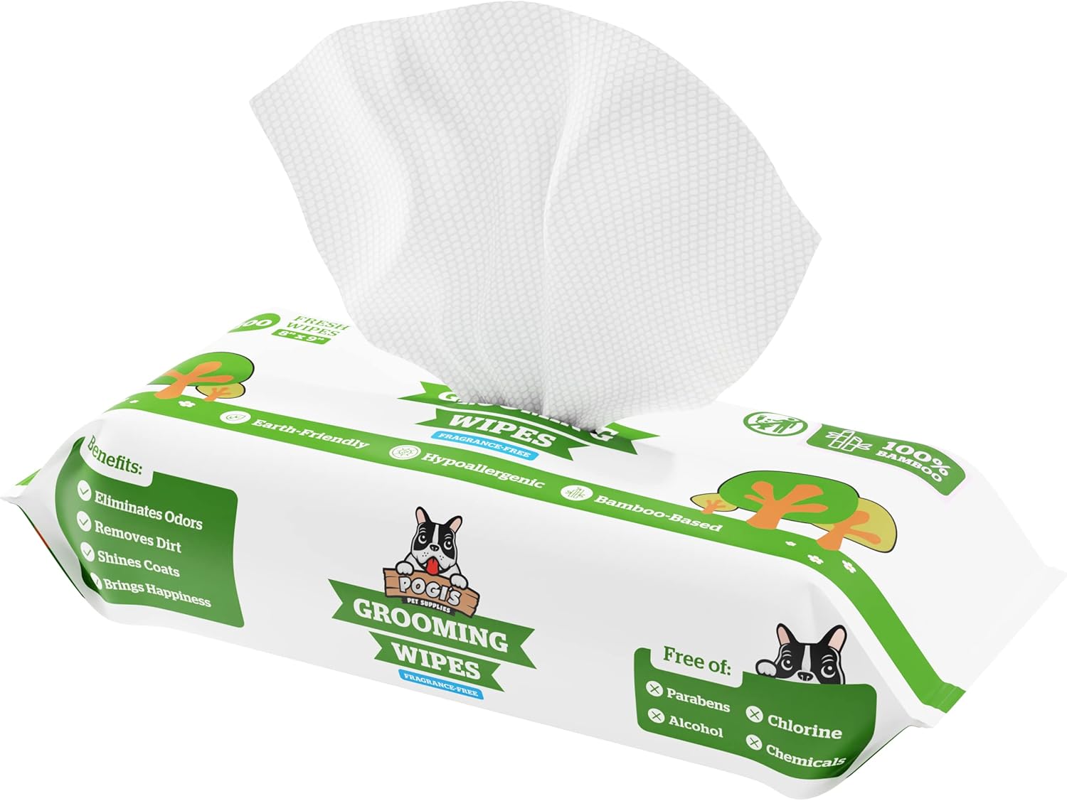 Pogi’s Hypoallergenic Dog Grooming Wipes – Fragrance-Free, 100 Ct, Paws, Body & Butt Cleaning