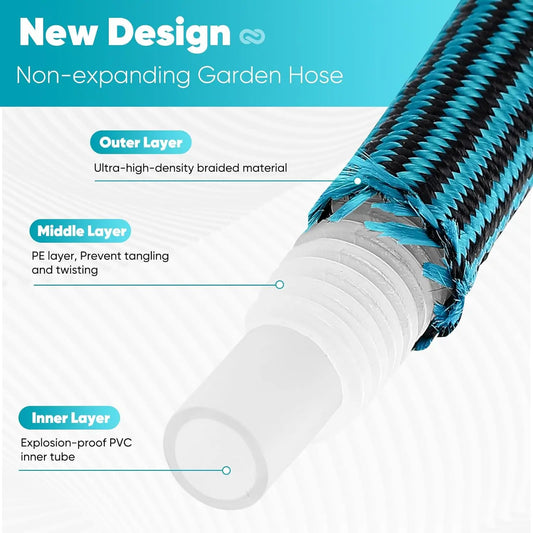 50FT Garden Hose – Ultra Lightweight, Non-Expanding, Kink-Free & Flexible Water Hose, Abrasion-Resistant for Yard, Lawn, Outdoor, Marine, RV & Camper Use