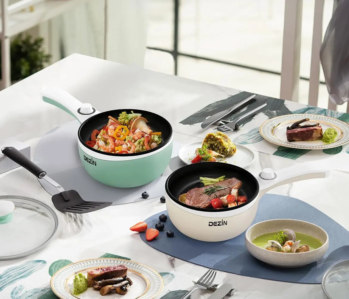 Upgraded Electric Hot Pot – 1.5L Mini Portable Cooker with Non-Stick Sauté Pan & Adjustable Power for Ramen, Soup, Steak, Eggs, Fried Rice, Oatmeal