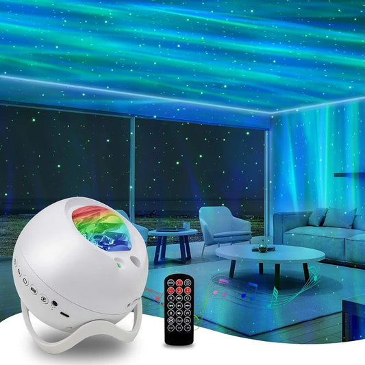 LED Aurora & Star Projector Night Light – Bluetooth Speaker, White Noise, Remote Control