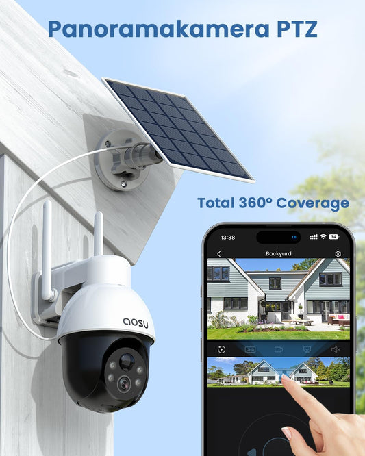 3K 5MP Solar Wireless Outdoor Security Camera System PTZ Night Vision