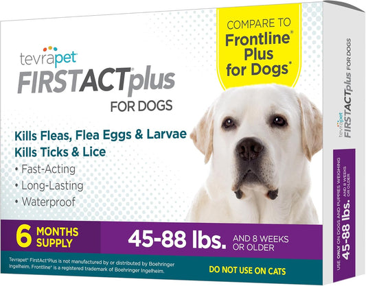 FirstAct Plus Flea & Tick Prevention for Large Dogs (45–88 lb) – 6 Topical Drops
