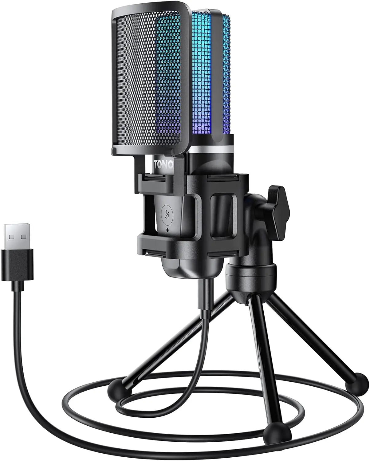 TC-777 USB Podcast Microphone | Cardioid Condenser Mic with Tripod Stand, Pop Filter & Shock Mount – Compatible with PC, Laptop, PS4/5