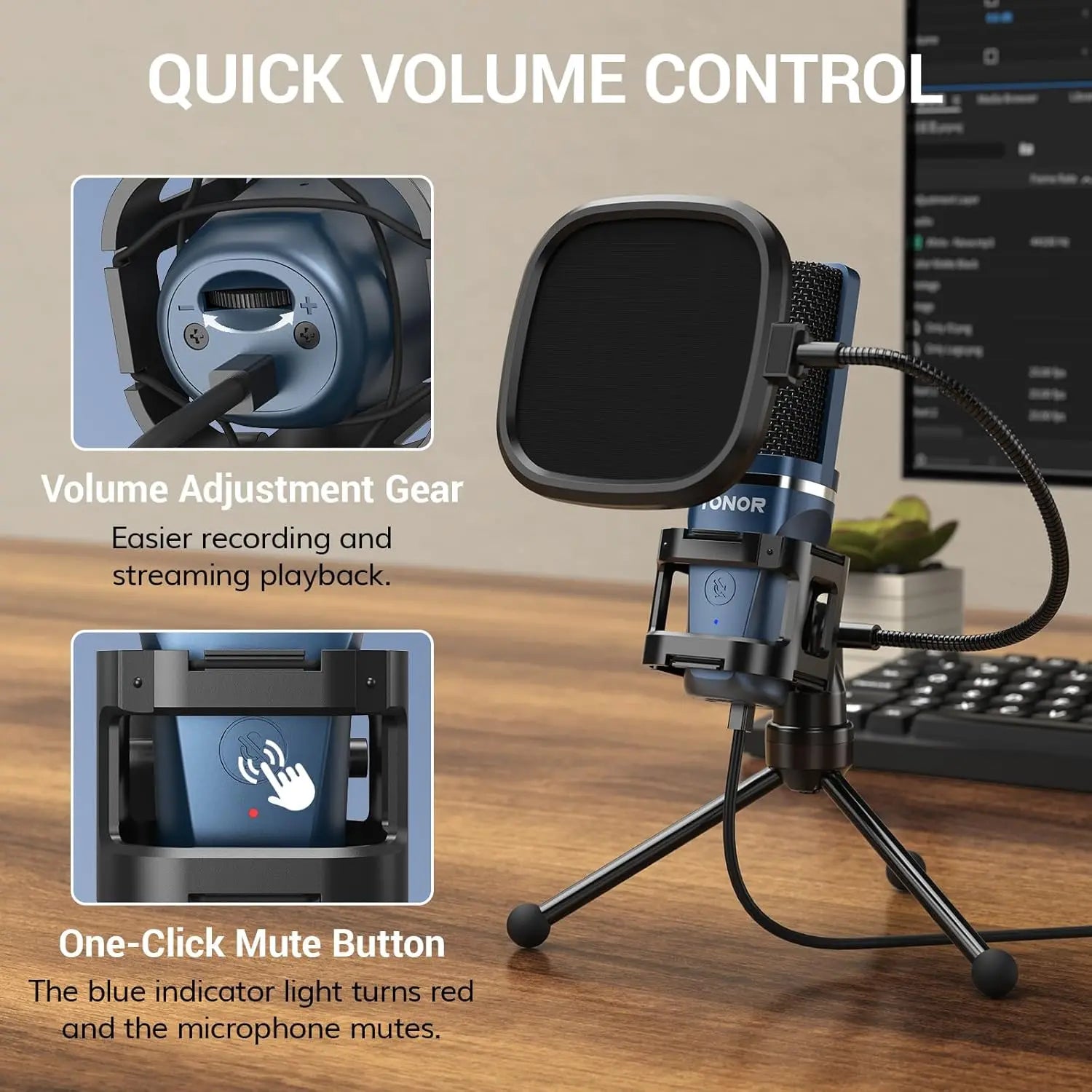 TC-777 USB Podcast Microphone | Cardioid Condenser Mic with Tripod Stand, Pop Filter & Shock Mount – Compatible with PC, Laptop, PS4/5