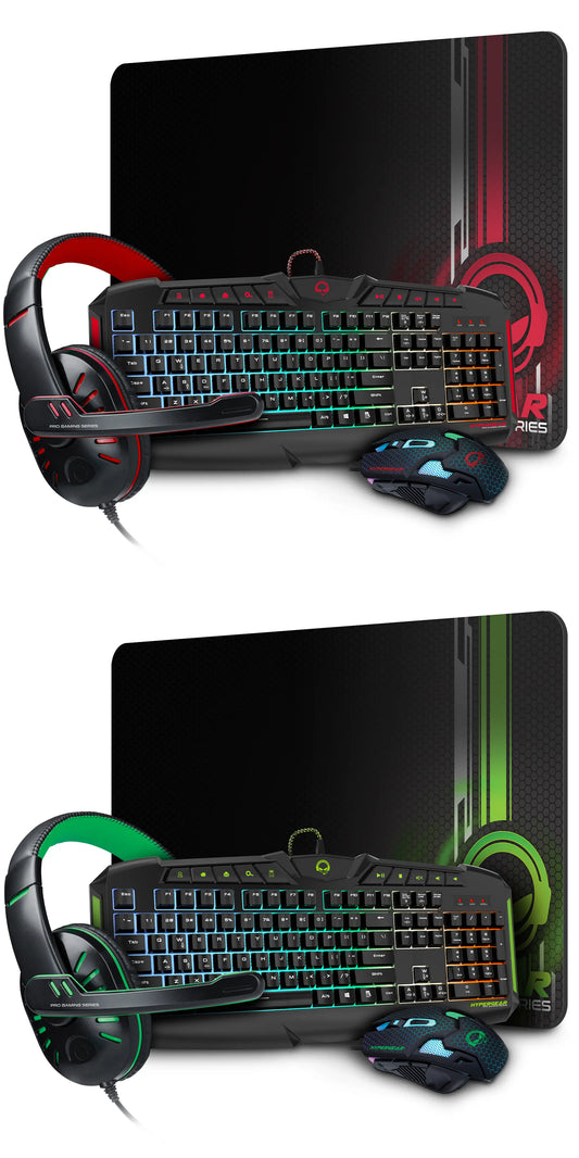 Hypergear 4-in-1 Gaming Kit – Headset, Keyboard, Mouse & Mousepad for PC & Console Gaming