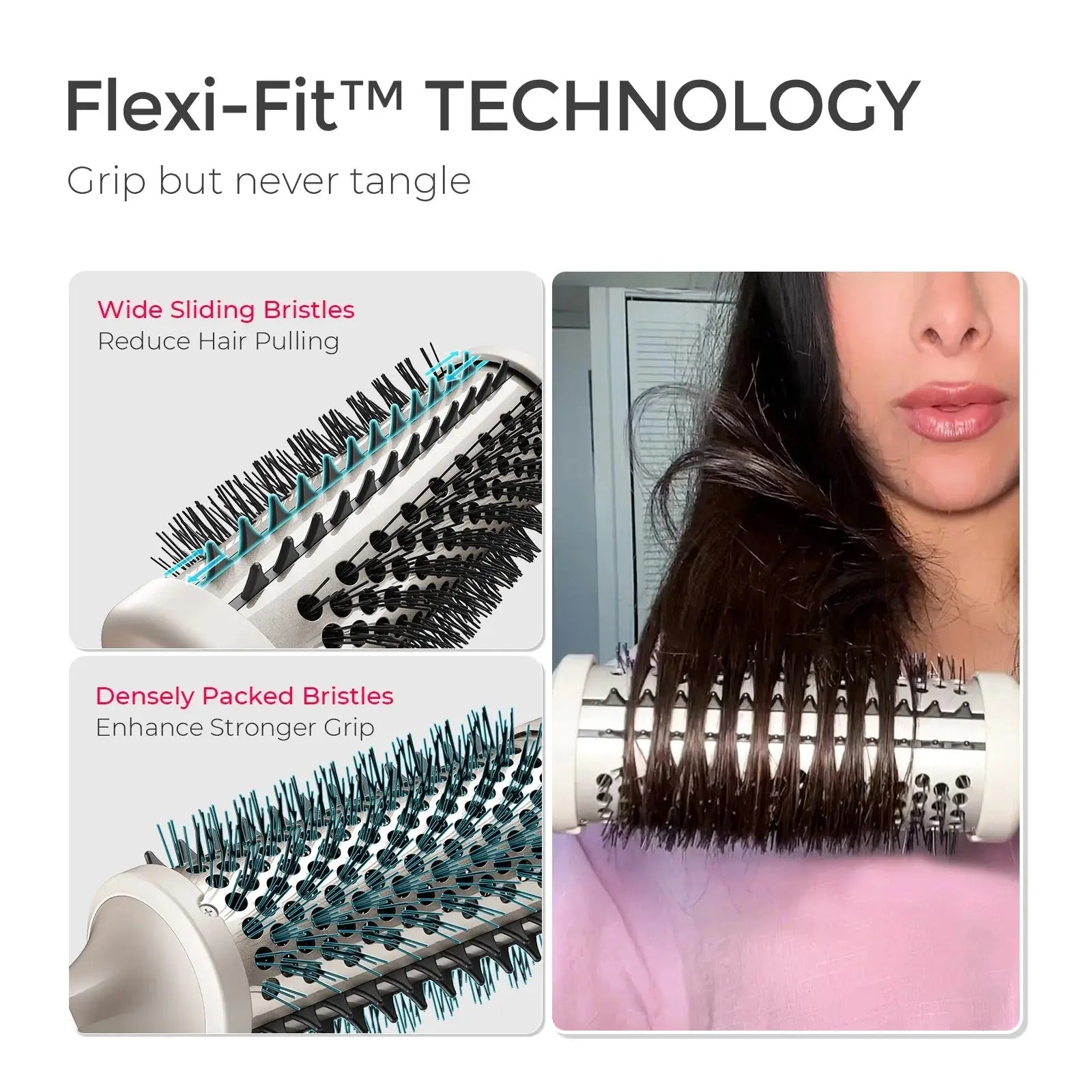 STYLUX 3-in-1 Thermal Hair Brush – Blowouts, Curling & Straightening, 1.7" Ceramic, Dual Voltage
