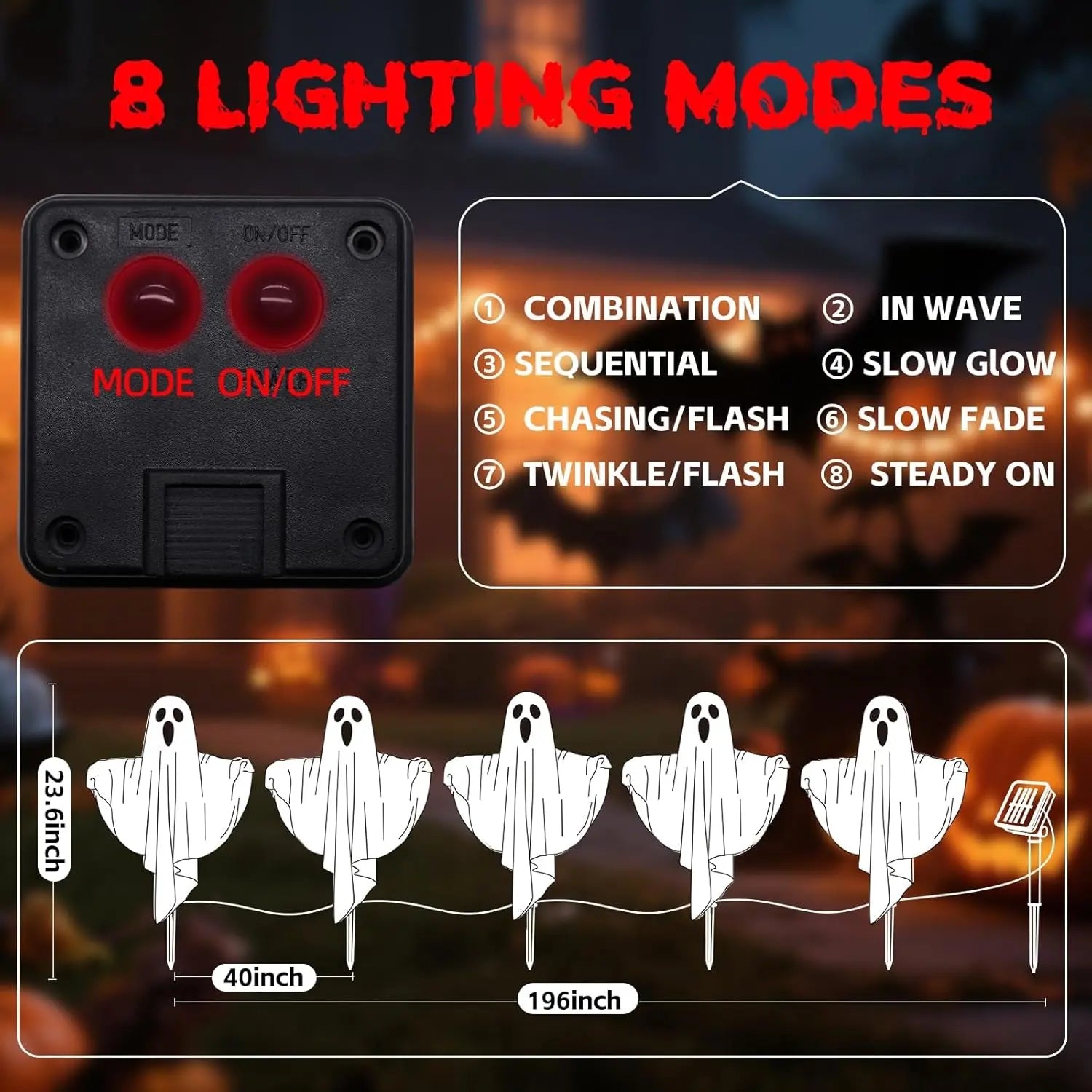 Solar Ghost Lights Halloween Decor (Set of 5)