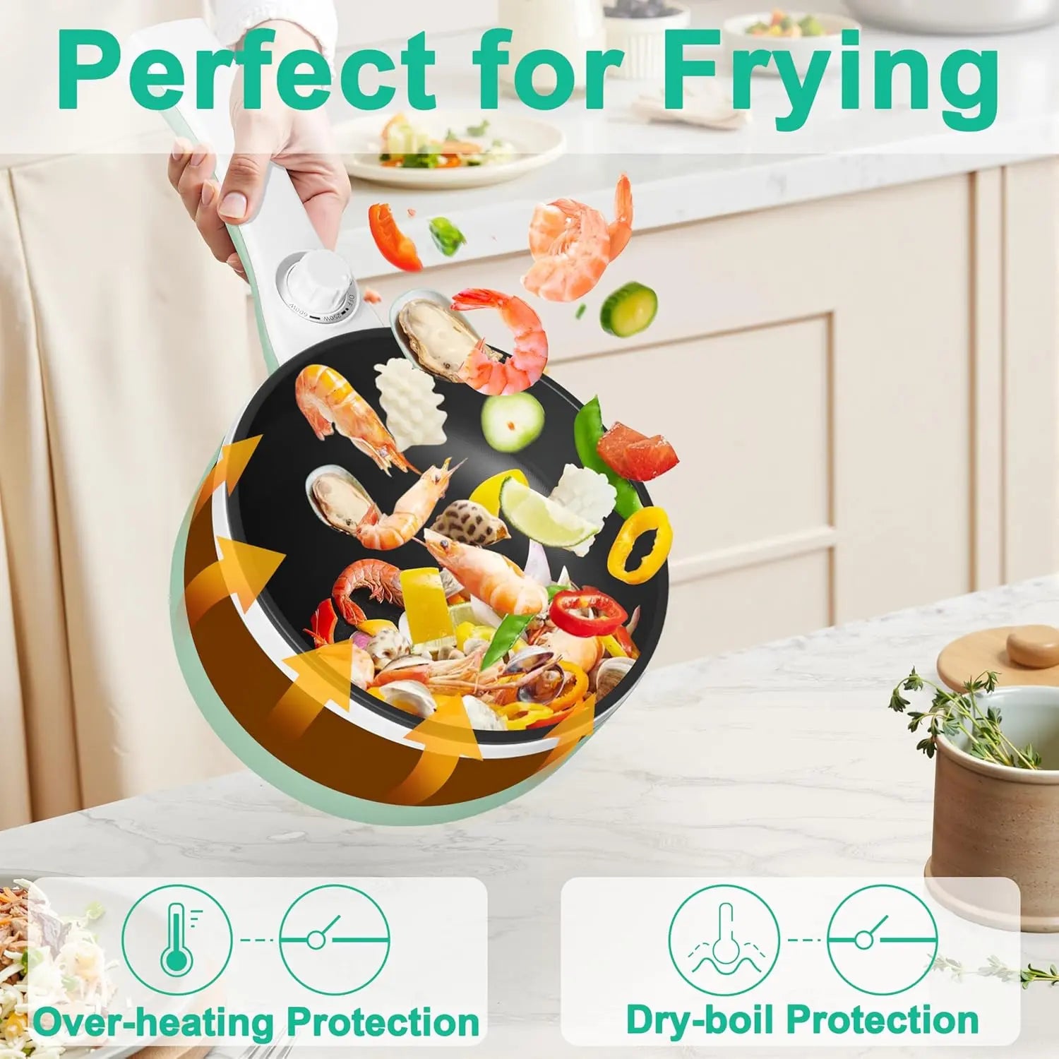Upgraded Electric Hot Pot – 1.5L Mini Portable Cooker with Non-Stick Sauté Pan & Adjustable Power for Ramen, Soup, Steak, Eggs, Fried Rice, Oatmeal