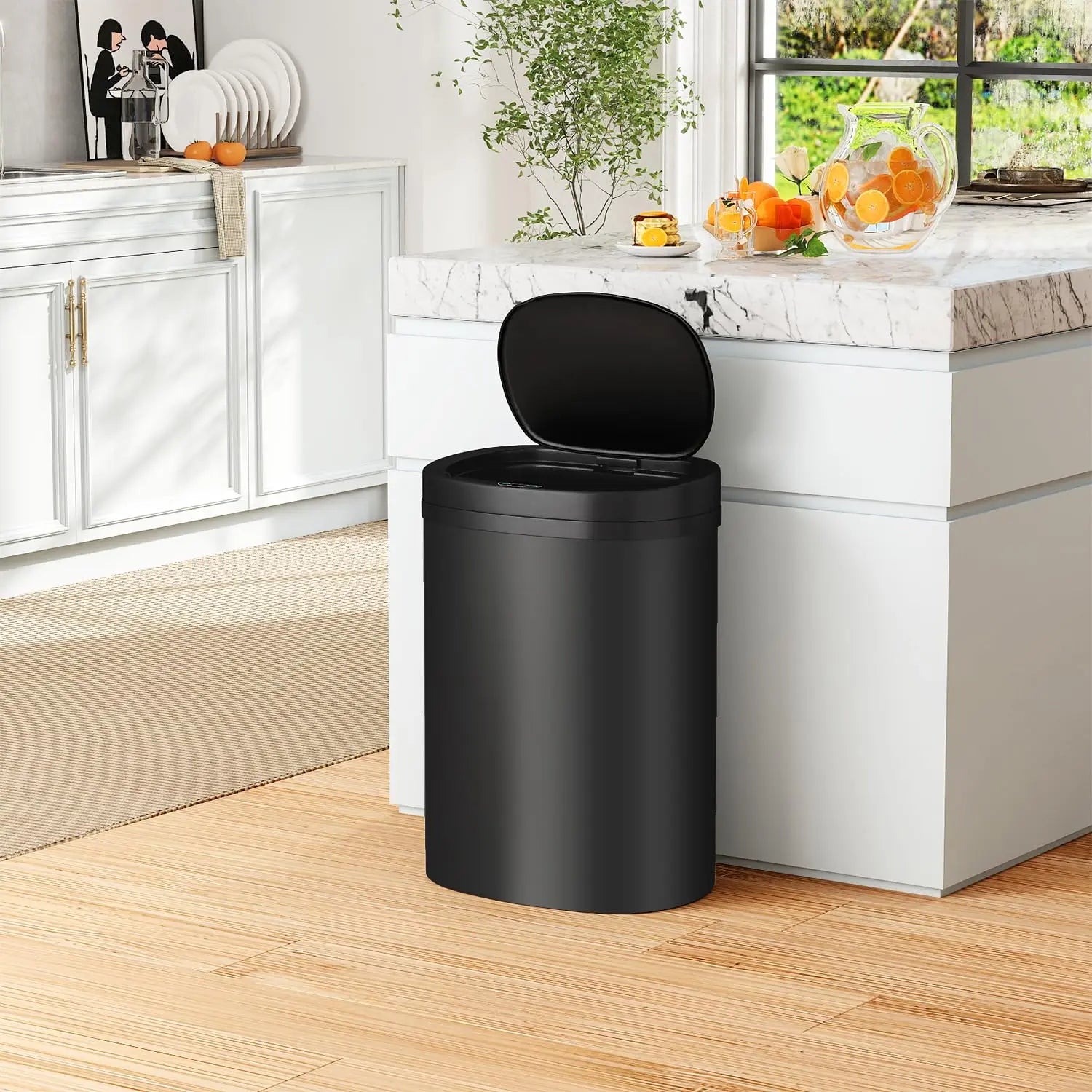 13 Gallon Automatic Kitchen Trash Can with Lid – Touch-Free 50L Motion Sensor Garbage Bin for Home, Bathroom, Bedroom, or Office – High-Capacity Stainless Steel Waste Bin