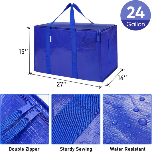 Extra‑Large Heavy‑Duty Moving & Storage Bags – 2 Pack, Zippered, Waterproof Totes