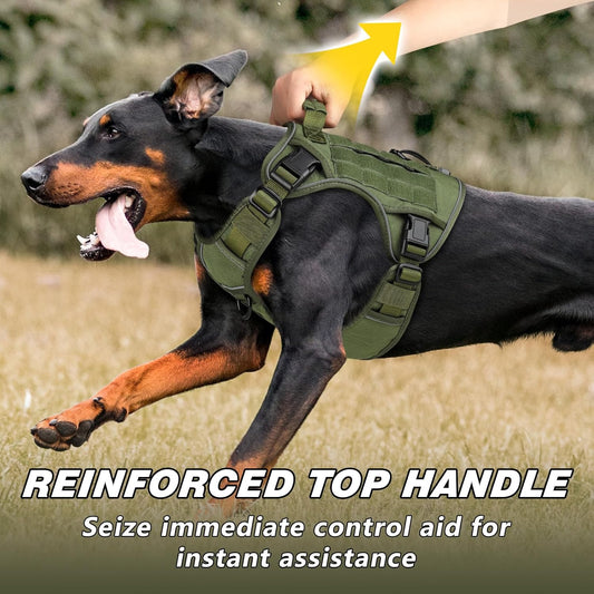 Tactical K9 Dog Harness for Large Dogs – No‑Pull, Reflective, Adjustable (Green, L)