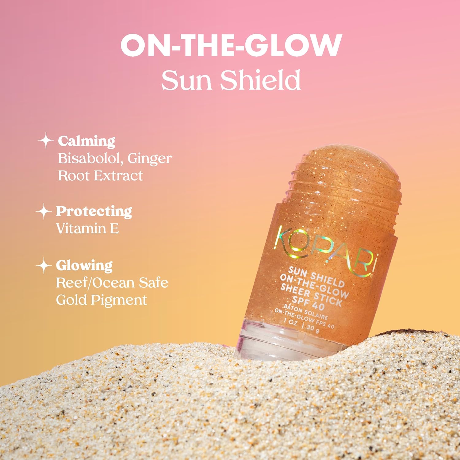 Sun Shield SPF 40 Glow Stick – Sheer Face & Body Sunscreen, Water-Resistant, 1 Oz