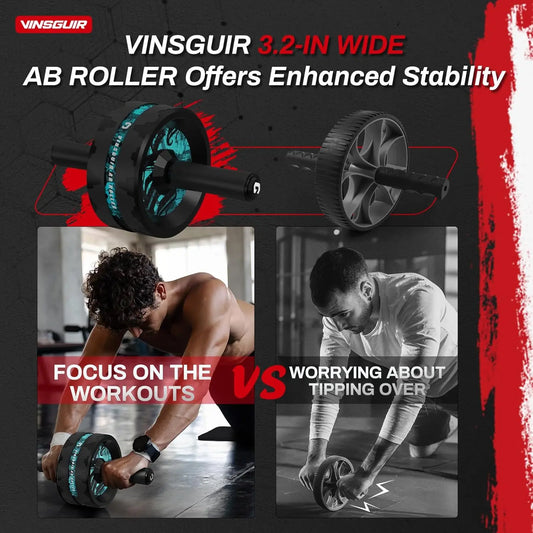 Ab Roller Wheel for Abs & Core | Dual-Wheel Abdominal Trainer with Knee Pad for Home Gym & Strength Training