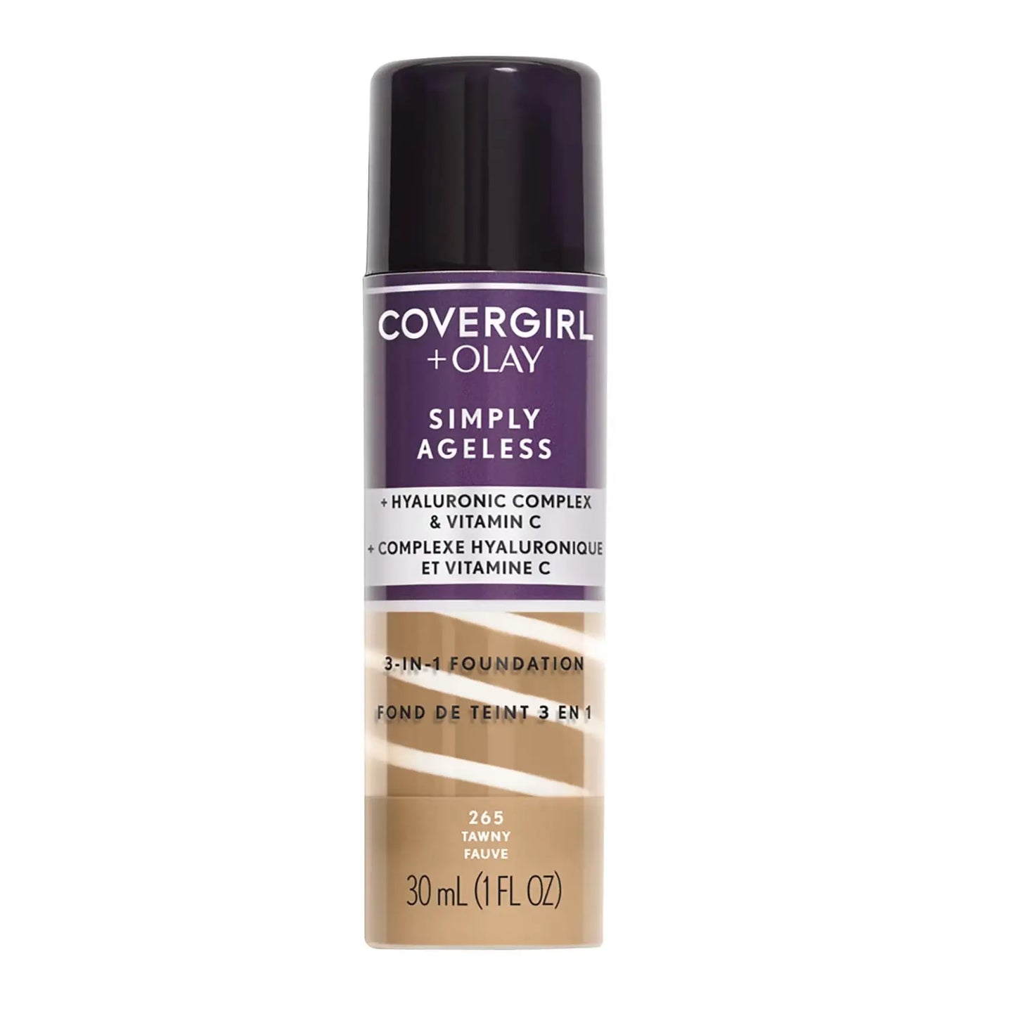 OLAY Simply Ageless 3-in-1 Liquid Foundation, 225 Buff Beige – Hydrating Anti-Aging Makeup, Smooth Coverage, 1 Fl Oz