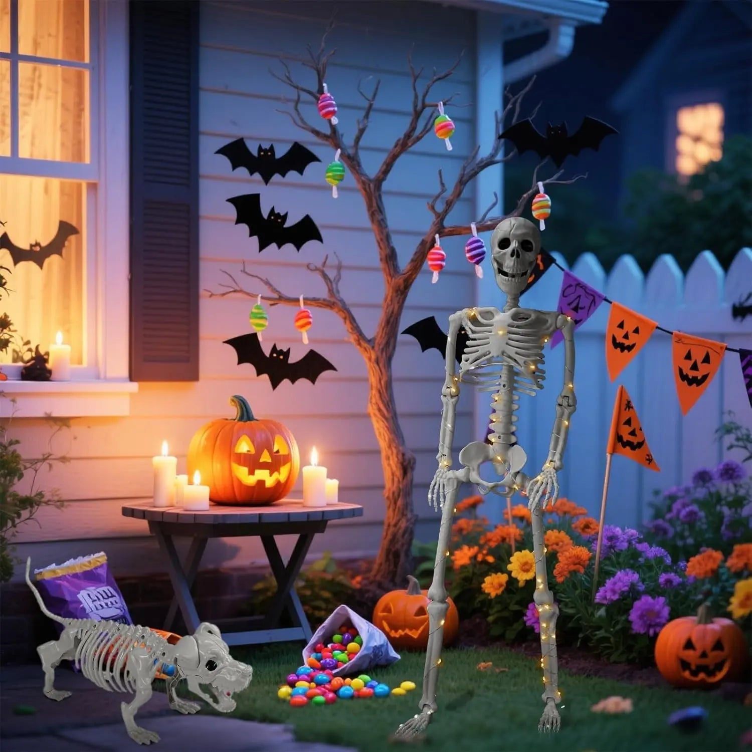 Light-Up Skeleton Halloween Decor