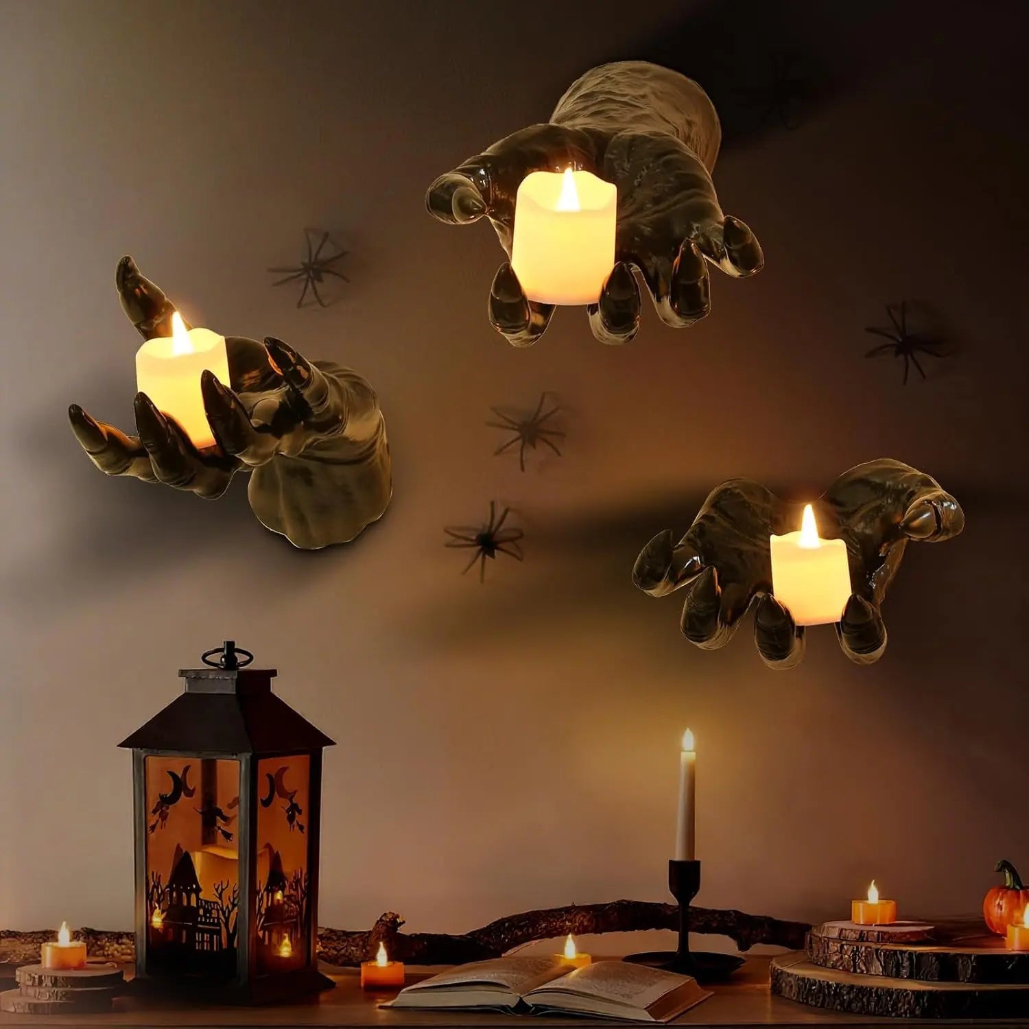 Gothic Wall Hands with LED Candles