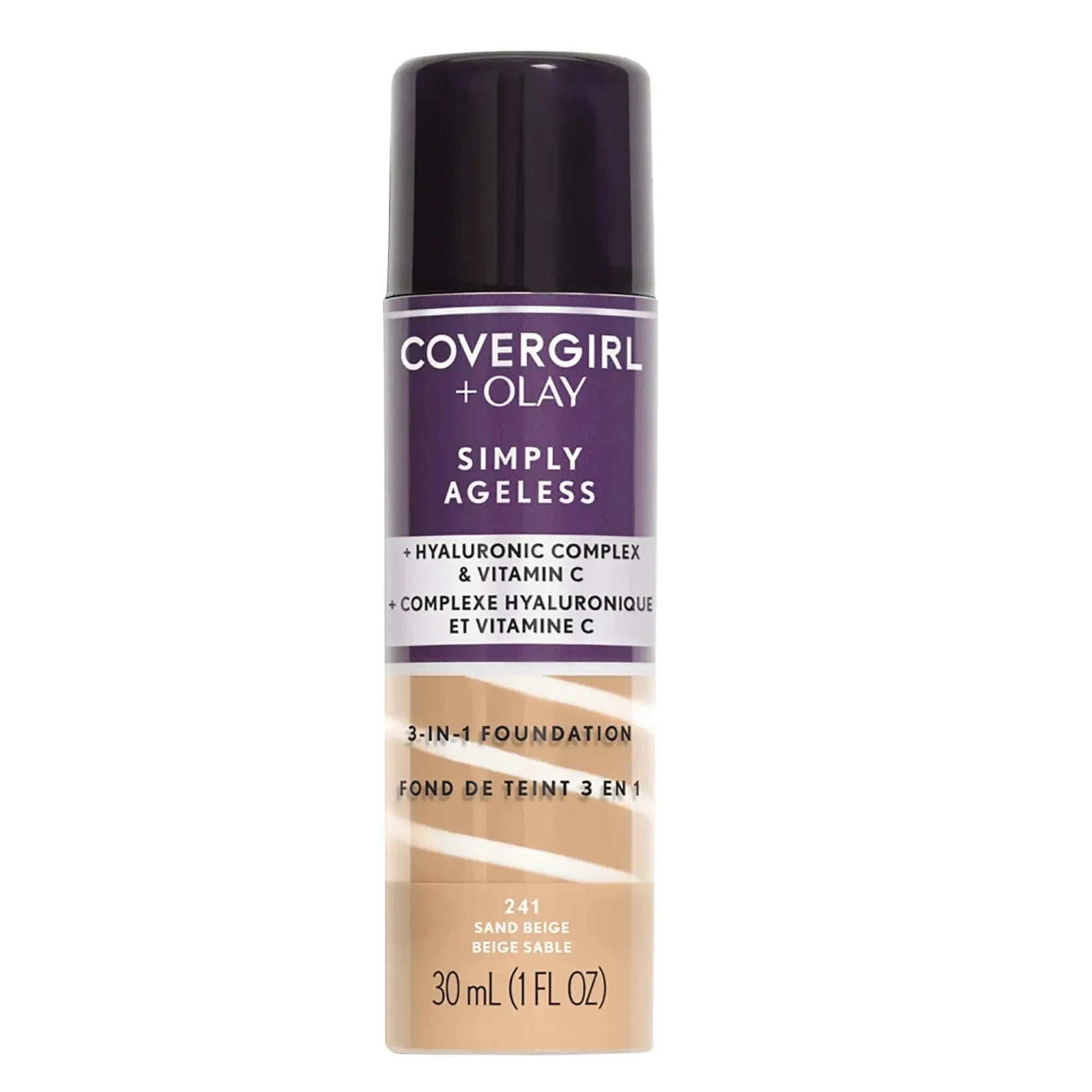 OLAY Simply Ageless 3-in-1 Liquid Foundation, 225 Buff Beige – Hydrating Anti-Aging Makeup, Smooth Coverage, 1 Fl Oz