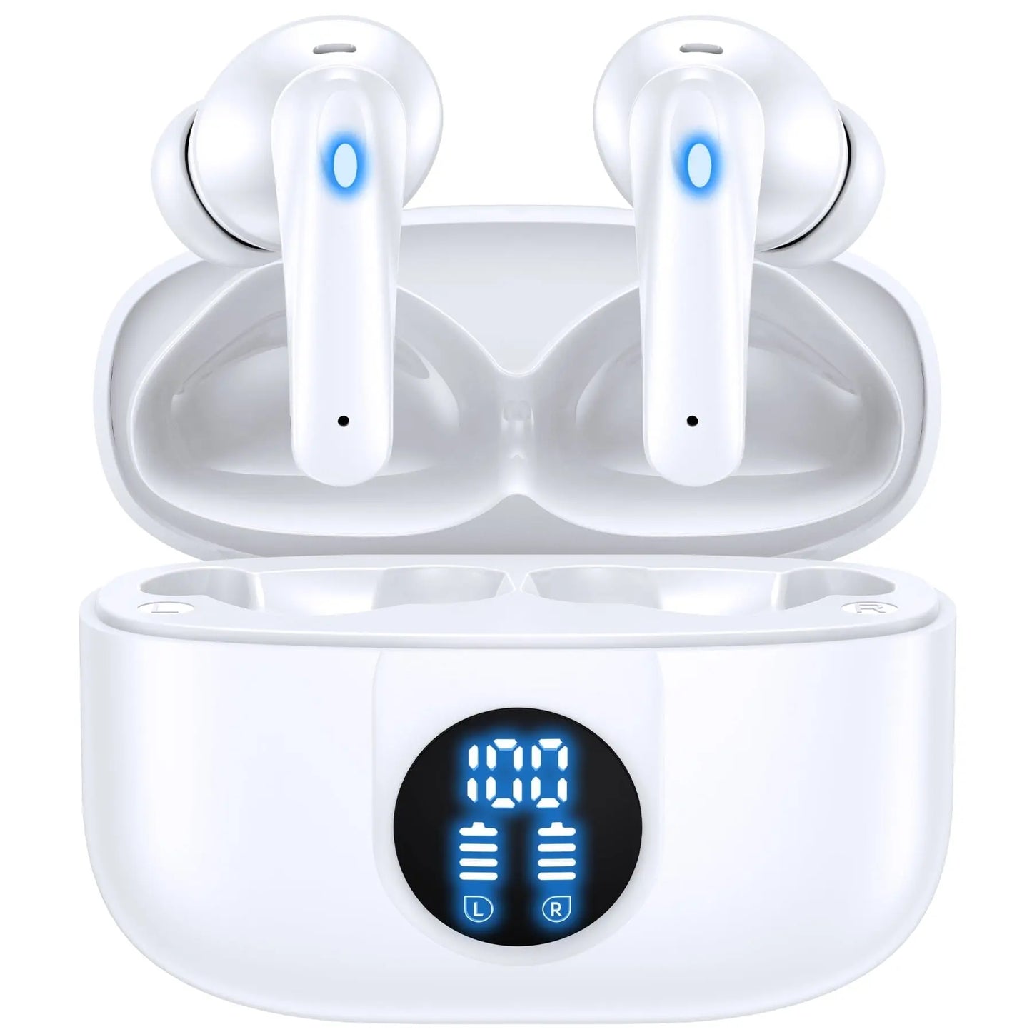 Wireless Earbuds Bluetooth 5.4, Noise Cancelling Stereo Earphones with Mic, 60H Playback, LED Display, IP7 Waterproof – Veatool P91