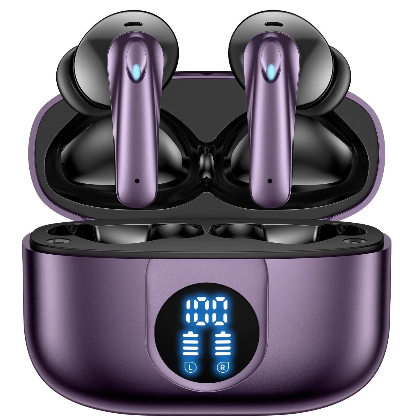 Wireless Earbuds Bluetooth 5.4, Noise Cancelling Stereo Earphones with Mic, 60H Playback, LED Display, IP7 Waterproof – Veatool P91