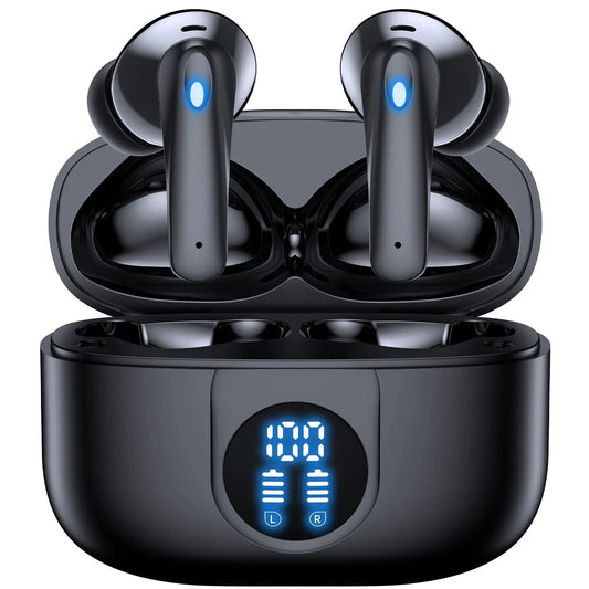 Wireless Earbuds Bluetooth 5.4, Noise Cancelling Stereo Earphones with Mic, 60H Playback, LED Display, IP7 Waterproof – Veatool P91