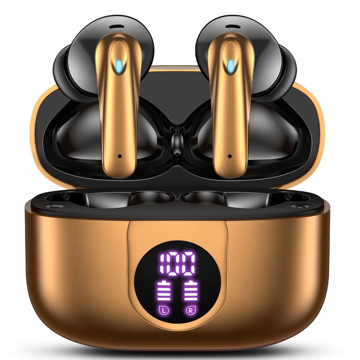Wireless Earbuds Bluetooth 5.4, Noise Cancelling Stereo Earphones with Mic, 60H Playback, LED Display, IP7 Waterproof – Veatool P91