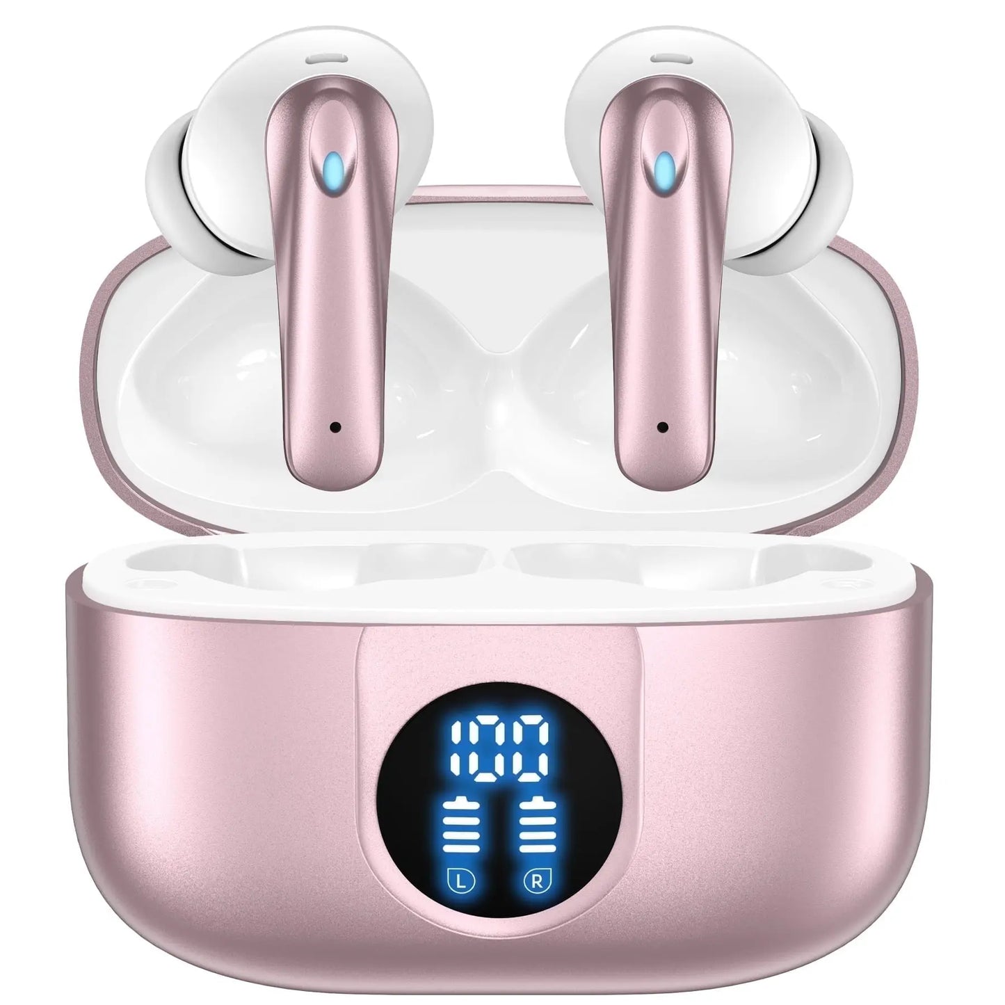 Wireless Earbuds Bluetooth 5.4, Noise Cancelling Stereo Earphones with Mic, 60H Playback, LED Display, IP7 Waterproof – Veatool P91