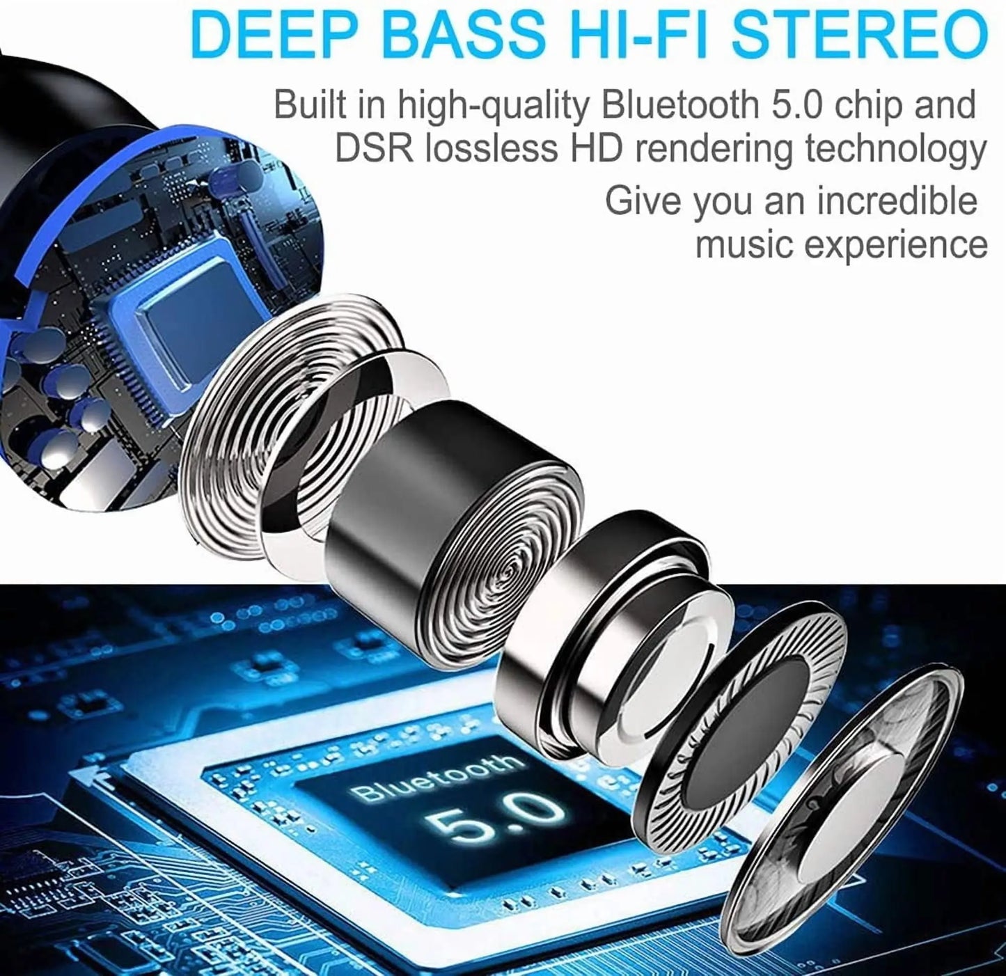 Wireless Bluetooth 5.0 Earbuds | IPX7 Waterproof TWS Noise Cancelling Headphones w/ Deep Bass, 140H Playtime & LED Case – For iOS & Android